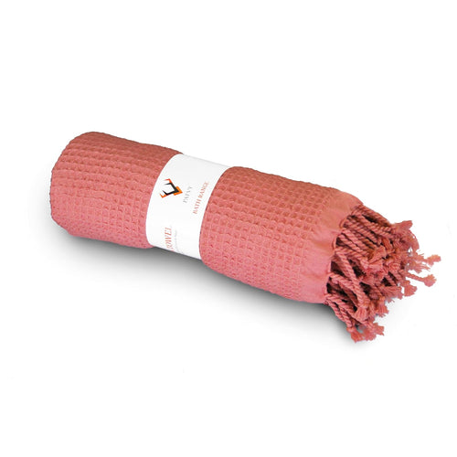 PATVY 100% cotton waffle bath towel, Brick, product view