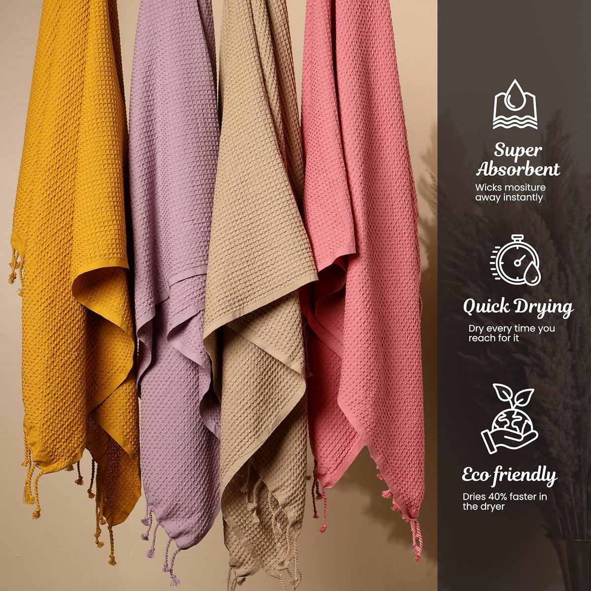 PATVY waffle weave bath towel detail