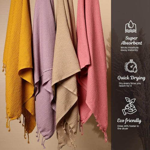 PATVY waffle weave bath towel detail