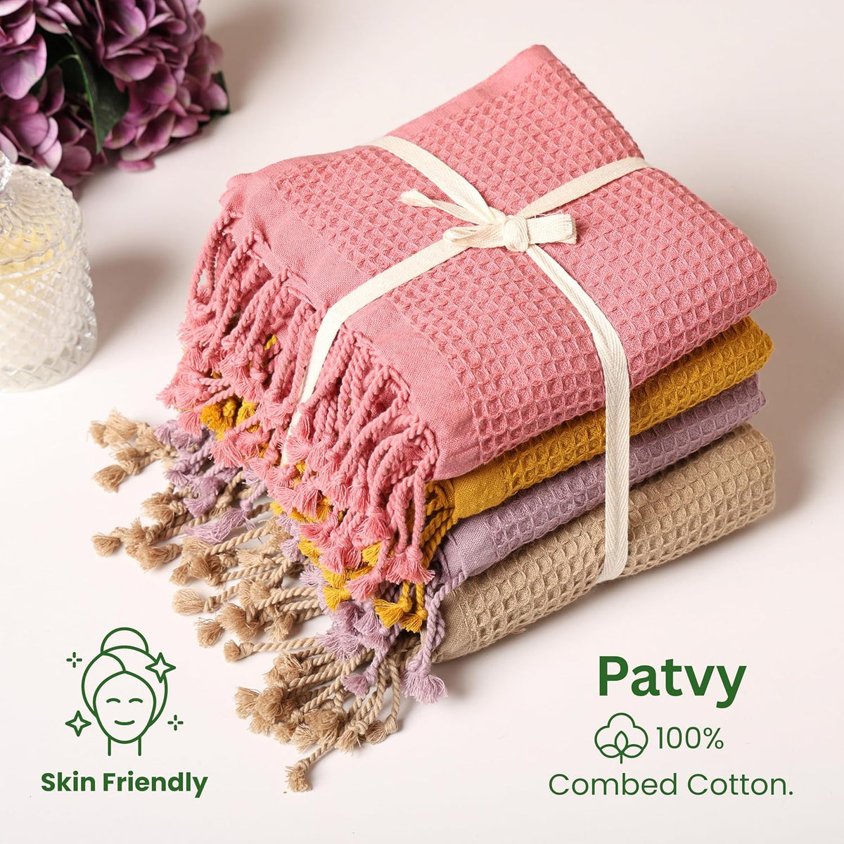 PATVY waffle bath towel feature photo